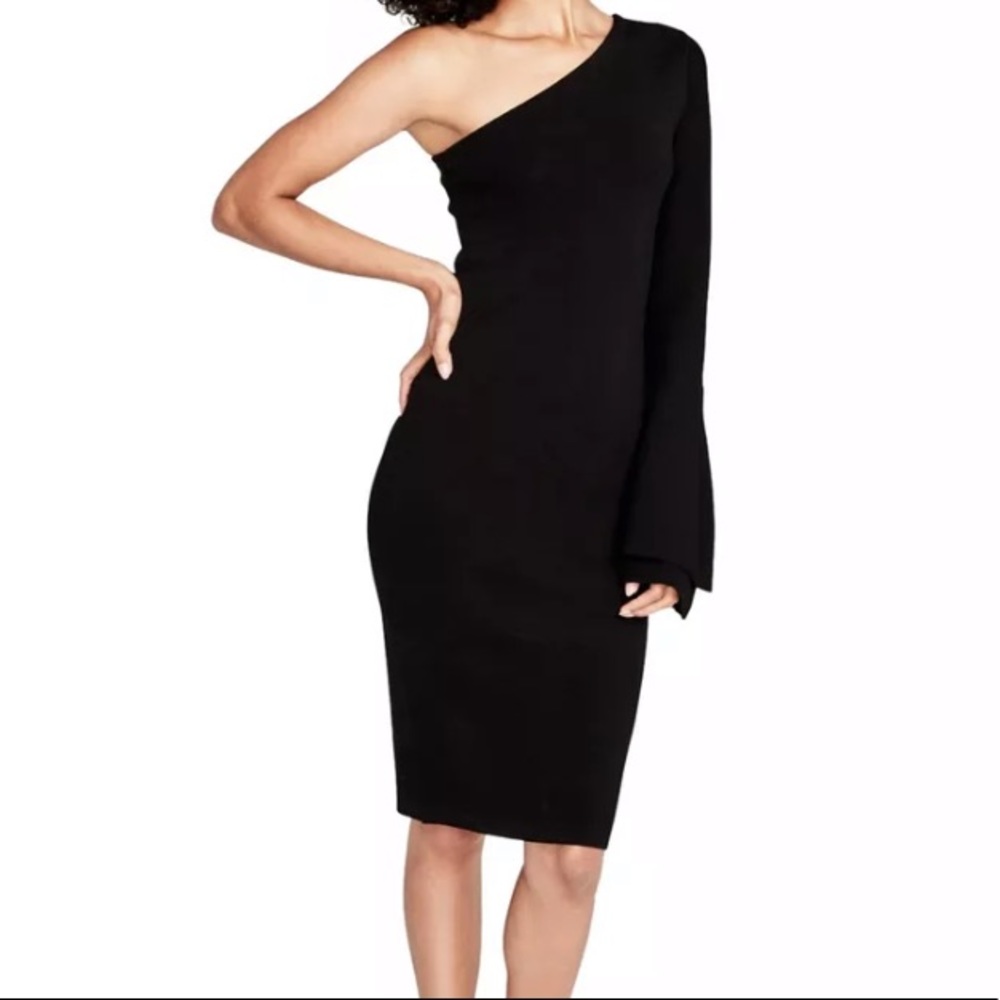 Rachel Roy Black Fitted One Shoulder Dress M